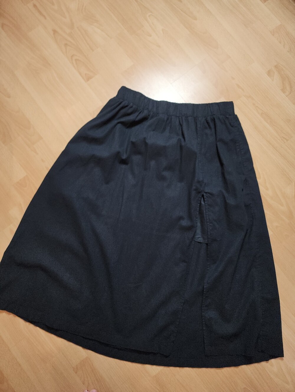 Abercrombie Linen Blend Black Pull On Skirt Midi Maxi Front/Side Slit XL Petite